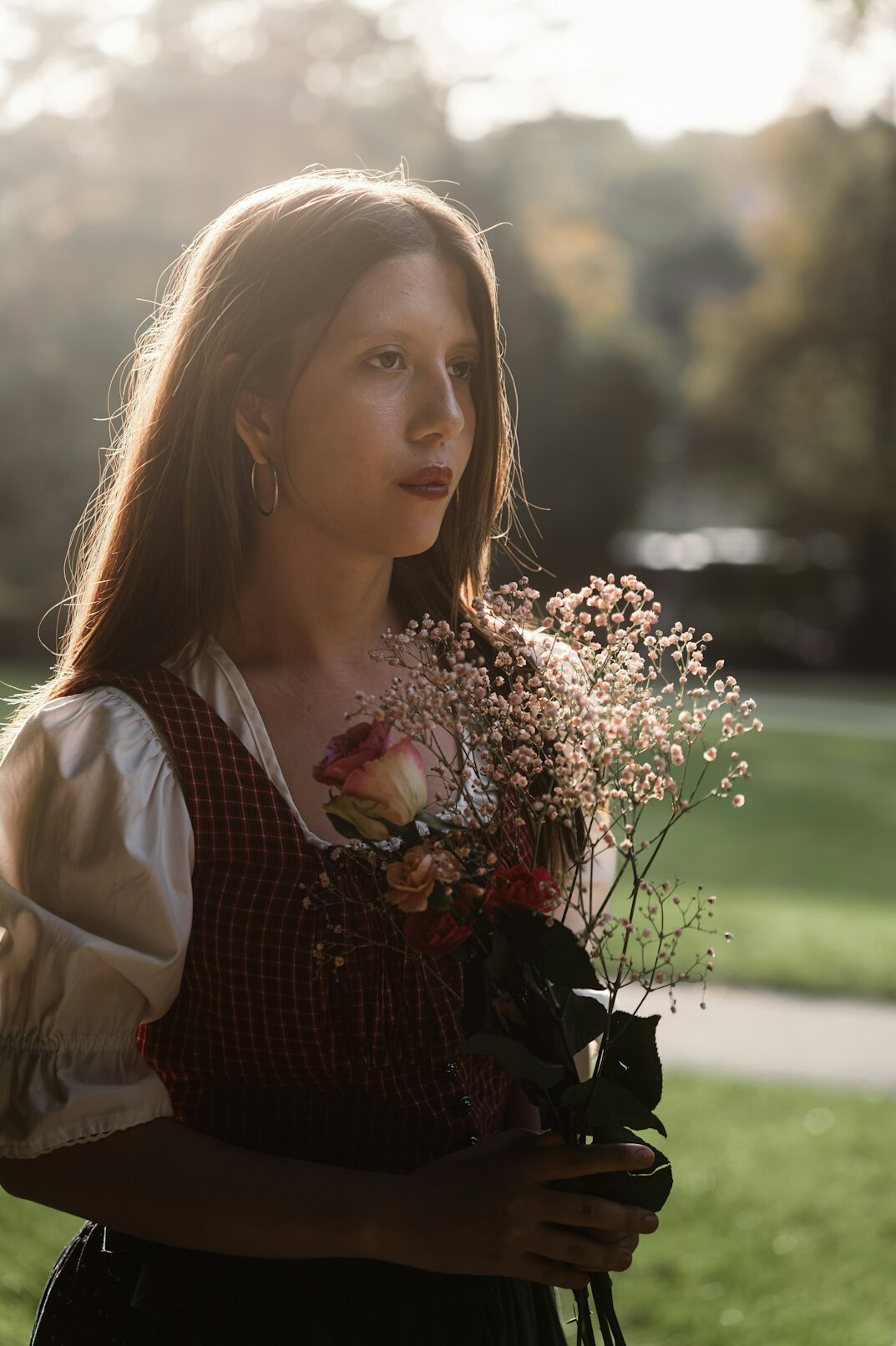 Portrait of a European actress in elegant vintage clothing