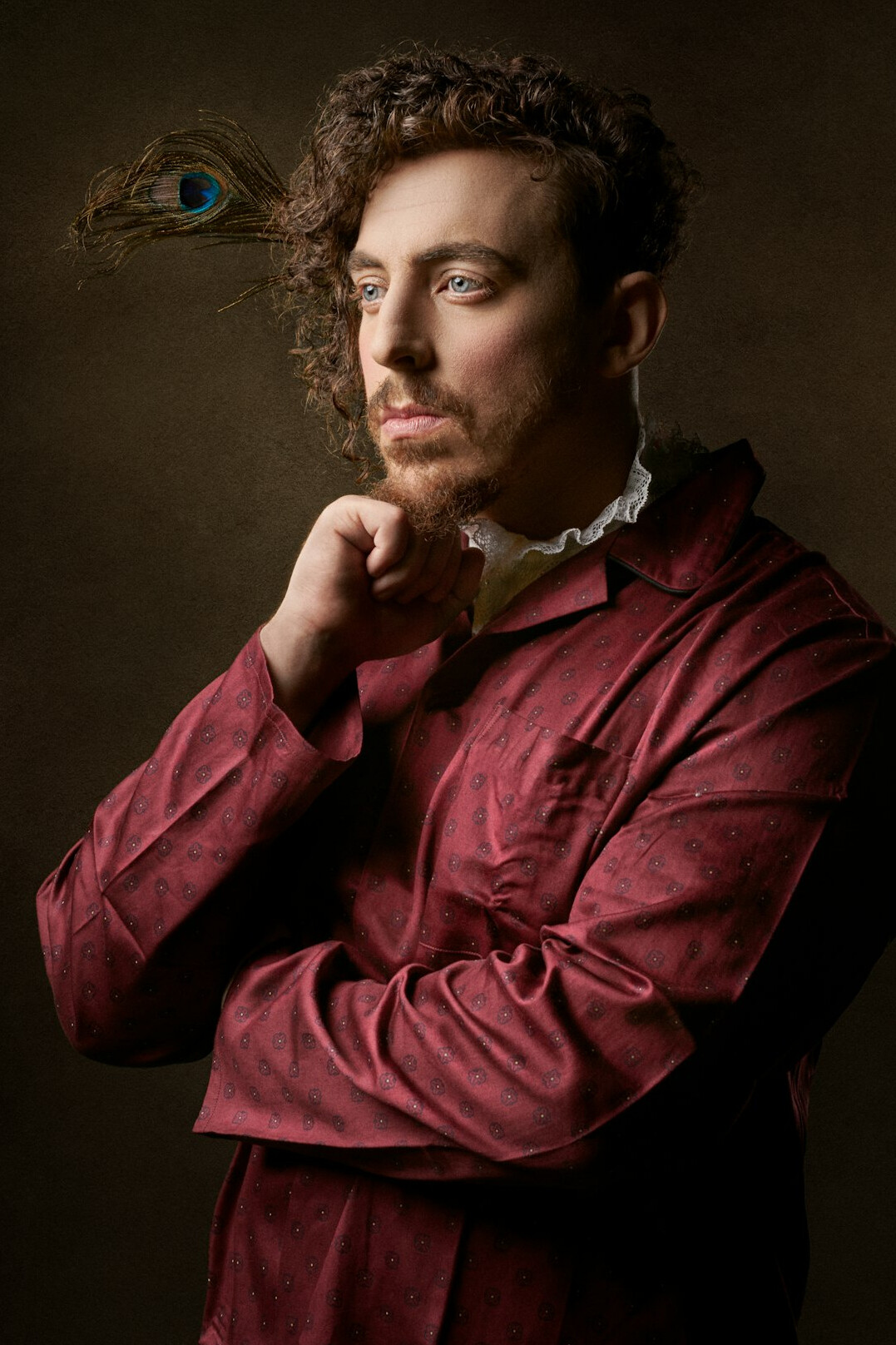Portrait of a smiling European male comedian