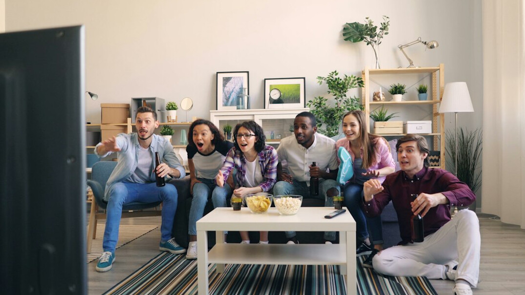 group of friends watching tv