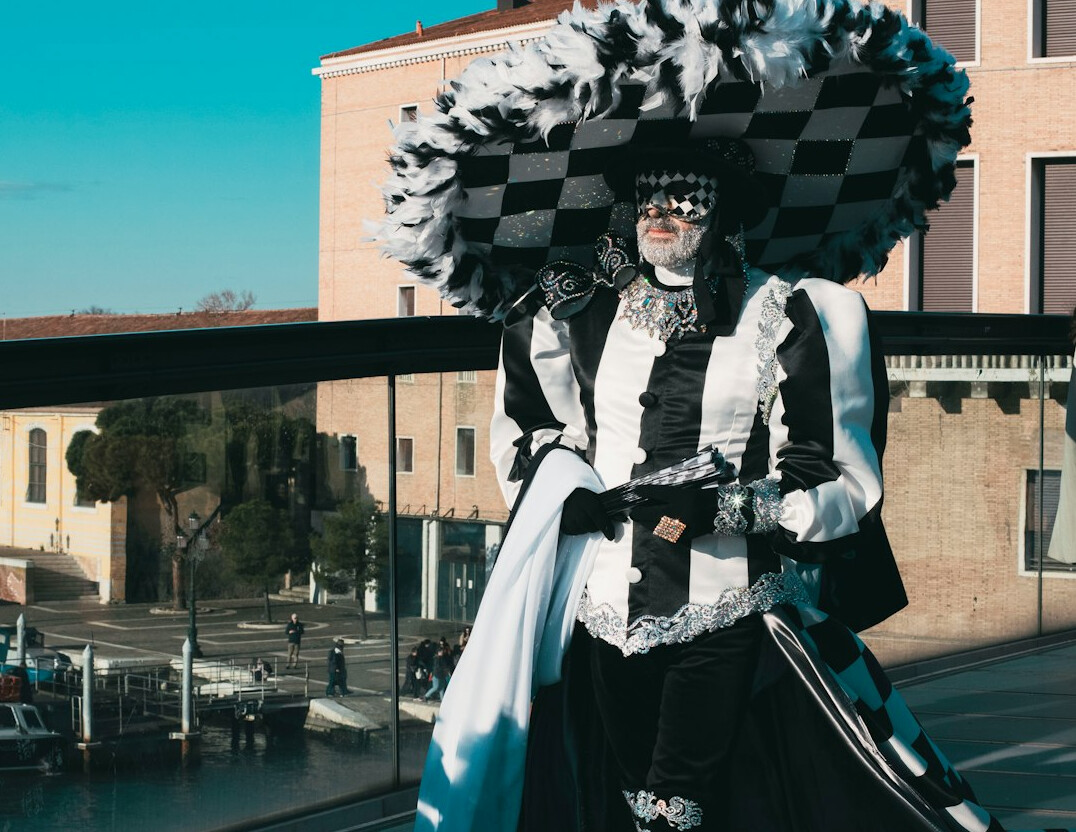 Portrait of a European female game show host in glamorous attire